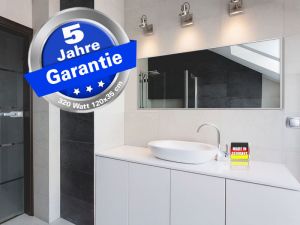 Infrarotheizung 120 x 35 cm wei� Alurahmen 10 mm / Spiegelheizung