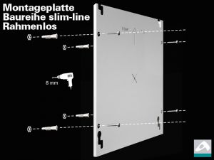 Infrarotheizung 90 x 60 cm Rahmenlos Slimline schwarz Metallr�ckwand