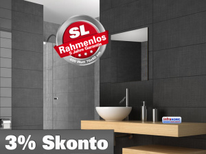 Infrarot Spiegelheizung 70 x 60 cm, Rahmenlos Slimline Metallr�ckwand