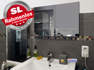Infrarot Spiegelheizung 90 x 60 cm, Rahmenlos Slimline