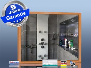 Infrarotheizung 70 x 60 cm schwarz, Rahmen massiv Buche + Optionen
