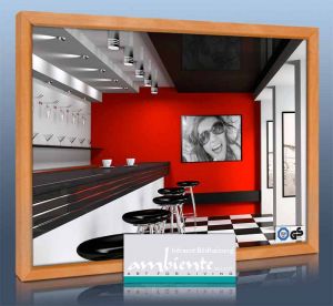 Infrarot Spiegelheizung 70 x 60 cm, Rahmen massiv Buche