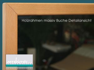 Infrarot Spiegelheizung 70 x 60 cm, Rahmen massiv Buche