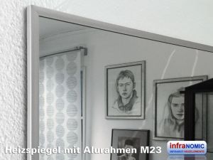 Infrarot Spiegelheizung 90 x 60 cm, Alurahmen 23 mm - 500 Watt