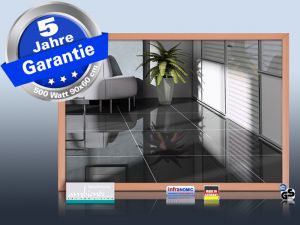 Infrarot Spiegelheizung 90 x 60 cm, Holzrahmen Buche -  500 Watt