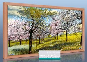 Infrarot Bildheizung 110 x 60 cm, Rahmen massiv Buche - Baumbl�te