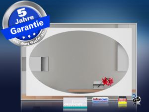 Infrarot Spiegelheizung 90 x 60 cm, Alurahmen 10 mm - Dekor Oval