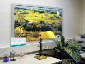 Infrarot Bildheizung 110 x 60 cm, Alurahmen 23 mm - Ebene La Grau