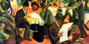 Macke: Gartenrestaurant Motiv für Infrarot Bildheizung 120x60