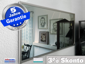 Infrarot Spiegelheizung Heizspiegel 700 Watt ESG Glas 120x60 M23