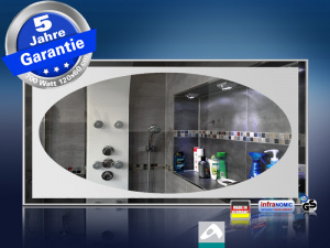Design infrarot Bad Spiegelheizung 700 Watt 120x60 M10 Oval Design