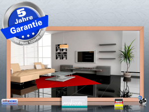 Infrarot Spiegelheizung 700 Watt ESG Glas 120x60 Holzrahmen HB30