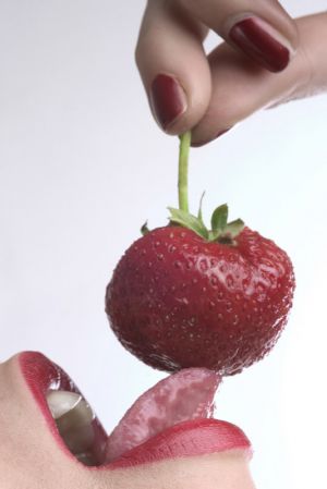 Bildheizung-Motiv Erdbeermund für Standard Infrarotheizung