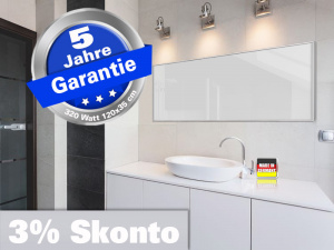 Infrarotheizung wei� Spiegelheizung Bad 320 Watt 120x35 M10