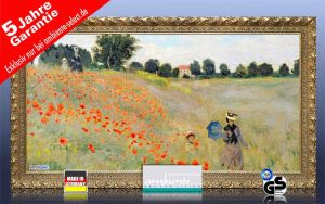 Infrarot Bildheizung Kunst 700 Watt 120x60 Stilrahmen StG Klatschmohn