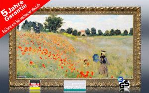 Infrarot Bildheizung Kunst 600 Watt 110x60 Stilrahmen StG Klatschmohn