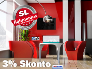 Infrarotheizung ESG Glas schwarz Rahmenlos 400 Watt 70x60 slim-line +