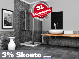 Infrarotheizung Rahmenlos ESG Glas schwarz emailliert 500 Watt 90x60