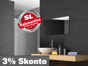 Infrarot Spiegelheizung Bad 600 Watt ESG Glas Rahmenlos 110x60 slim