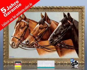 infrarot Bildheizung 500 Watt 90x60 Stilrahmen StG Drei Pferde