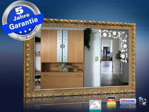 Design Spiegel Infrarotheizung 500 Watt 90x60 Stilrahmen StG Blumen