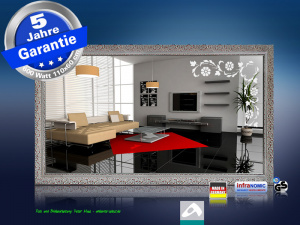 Design Spiegel Infrarotheizung 600 Watt Stilrahmen StSi Blumenranke