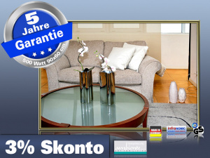 Infrarot Spiegelheizung 500 Watt ESG Glas 90x60 Messingrahmen M10M