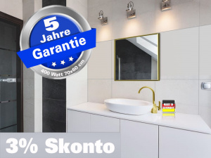 Infrarot Spiegelheizung Bad 400 Watt 70x60 Messingrahmen M10M