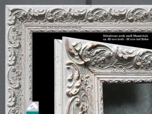 Aufpreis Stilrahmen Massivholz antik wei� StAw alle Gr��en