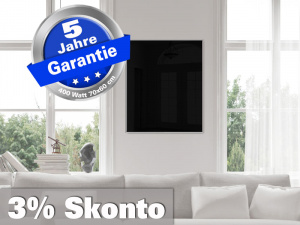 Infrarotheizung Glas schwarz Spiegelheizung Bad 400 Watt 70x60 M10
