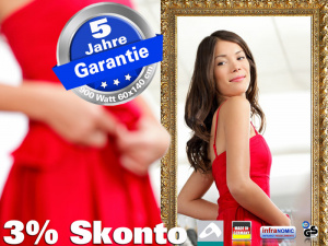 Infrarot Spiegelheizung 900 Watt 60x140 Stilrahmen Goldfarben StG