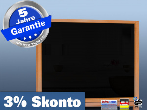 Infrarotheizung schwarz Spiegelheizung 400 Watt 70x60 HB30