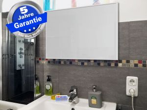 Infrarotheizung Glas wei�, Spiegelheizung Bad 500 Watt 90x60 M10W