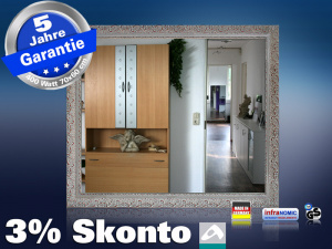 Infrarot Spiegelheizung Bad 400 Watt 70x60 Stilrahmen StSi