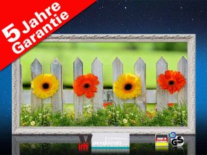 Infrarot Bildheizung 700 Watt 120x60 Stilrahmen StAw Blumenzaun
