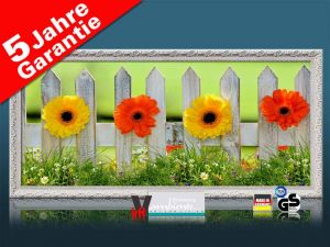 Infrarot Bildheizung 900 Watt 140x60 Stilrahmen StAw Blumenzaun