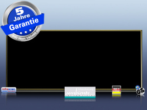 Infrarotheizung 900 Watt ESG Glas schwarz Rahmen M10M + Optionen
