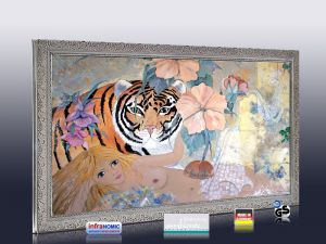 Infrarot Bildheizung Kunst 500 Watt 90x60 Stilrahmen StSi Tigerlilli