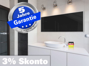 Infrarotheizung schwarz Spiegelheizung Bad 320 Watt 120x35 M10