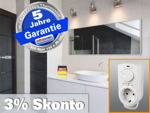 Infrarot Bad Spiegelheizung mit Thermostat 320 Watt 120x35 M10-SL
