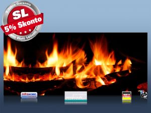 Infrarot Bildheizung 900 Watt Rahmenlos slim-line 140x60 Kaminfeuer