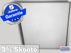Infrarot Deckenheizung 500 Watt ESG Glas wei� 90x60 Rahmen M10