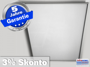 Infrarot Deckenheizung 600 Watt ESG Glas wei� 110x60 Rahmen M10