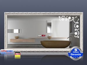 Design Spiegel mit Infrarotheizung 900 Watt Stilrahmen Blumenranke