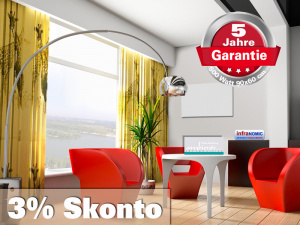 Infrarot Badheizung 500 Watt ESG Glas Rahmenlos wei� 90x60 slim-line