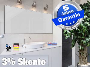 Jumbo Infrarotheizung 1400 Watt 200x80 ESG Glas wei� oder schwarz M10