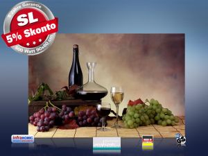 Infrarot Bildheizung 500 Watt Rahmenlos slim-line 90x60 Wein-Trauben