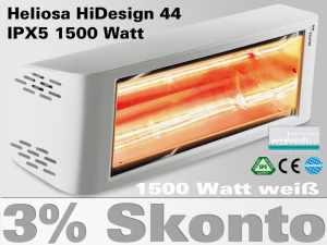 Infrarot Heizstrahler Heliosa HiDesign 44 IPX5 1500 Watt Wasserdicht