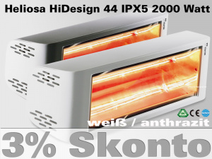 Infrarot Heizstrahler Heliosa HiDesign 44 IPX5 2000 Watt Wasserdicht