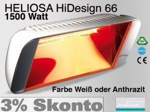 Infrarot Heizstrahler Heliosa HiDesign 66 IPX5 1500 Watt Wasserdicht